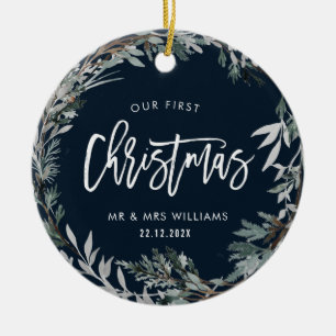 ons eerste kerstfeest als de heer . en mevrouw. wi keramisch ornament
