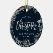 ons eerste kerstfeest als de heer . en mrs. winter keramisch ornament (Rechts)