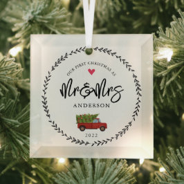 Ons eerste kerstfeest als de heer & Mrs. Glas Ornament