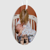 Ons eerste kerstfeest als familie van 4 ornament (voorkant)