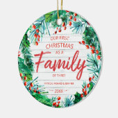 Ons eerste kerstfeest als familie van drie rituele keramisch ornament (Links)