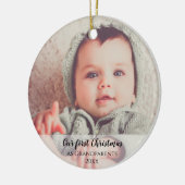 Ons eerste kerstfeest als grootouders 2 Fotoscript Keramisch Ornament (Links)