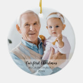 Ons eerste kerstfeest als grootouders 2 Fotoscript Keramisch Ornament (Achterkant)