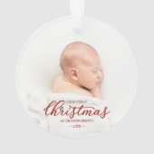 Ons eerste kerstfeest als grootouders rood script ornament (achterkant)