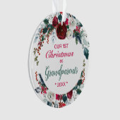 Ons eerste kerstfeest als grootouders Roos Wreate Ornament (voorkant)