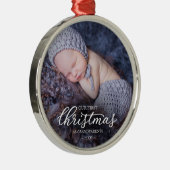 Ons eerste kerstfeest als grootouders White Script Metalen Ornament (Rechts)