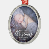 Ons eerste kerstfeest als grootouders White Script Metalen Ornament (Links)