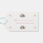 Ons eerste kerstfeest Floral Snowflake Foto bruilo Cadeaulabel (Achterkant Horizontaal)