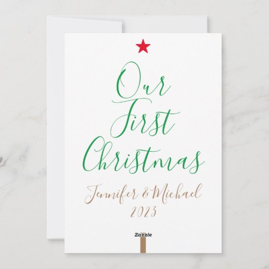 Ons eerste kerstfeest getrouwd 1 jaar getrouwd ker feestdagenkaart (Achterkant)