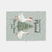 Ons eerste kerstfeest getrouwd Gans Gepersonalisee Fleece Deken (Voorkant (Horizontaal))