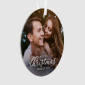 Ons eerste kerstfeest ging over Elegant White Scri Ornament (voorkant)