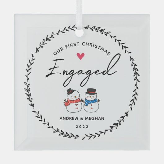 Ons eerste kerstfeest glas ornament (Voorkant)