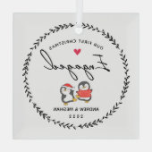 Ons eerste kerstfeest glas ornament (Achterkant)