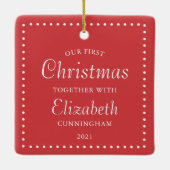 Ons eerste kerstfeest in combinatie met een modern keramisch ornament (Achterkant)