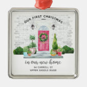 Ons eerste kerstfeest in New House Metal Ornament (Voorkant)