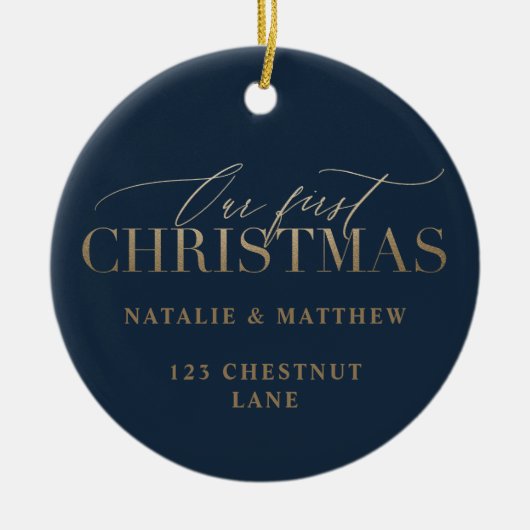 ons eerste kerstfeest nieuw thuis keramisch ornament (Voorkant)