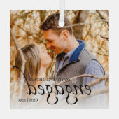 Ons eerste kerstfeest op maat glas ornament (Achterkant)