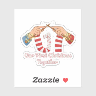 Ons eerste kerstfeest samen Breiend stel Sticker