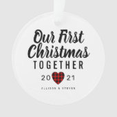 Ons eerste kerstfeest samen hart op maat ornament (voorkant)
