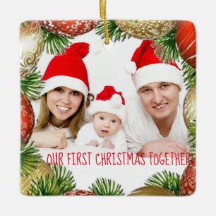 Ons eerste kerstfeest samen met de kerstman keramisch ornament