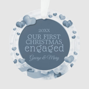 Ons eerste kerstfeest samen met een foto blauw ornament