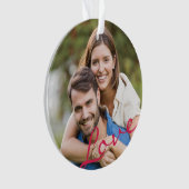 Ons eerste kerstfeest samen met een fotoliefdesscr ornament (voorkant)