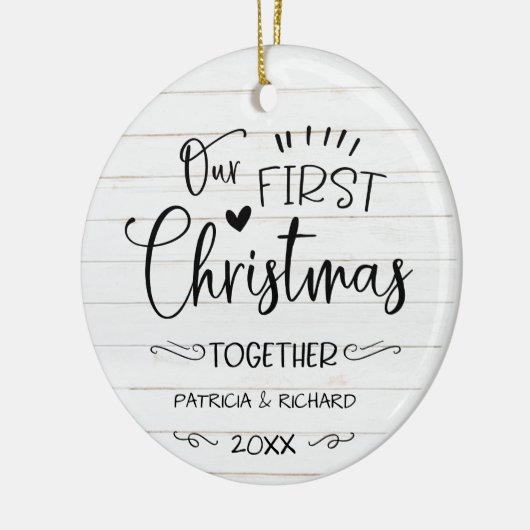 Ons eerste kerstfeest samen met Rustic Farmhouse Keramisch Ornament (Links)