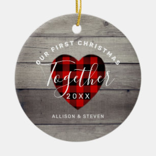 Ons eerste Kerstfeest samen met Rustic op maat Keramisch Ornament