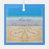 Ons eerste kerstfeest samen | Zand Glas Ornament (Voorkant)