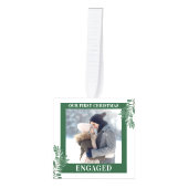 Ons eerste kerstfeest was Greenery 3 Foto Green Kubus Ornament (Voorkant)