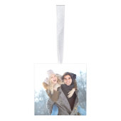 Ons eerste kerstfeest was Greenery 3 Foto Green Kubus Ornament (Rechts)