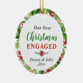 Ons eerste kerstfeest | Waterverf Wreath Keramisch Ornament (Rechts)