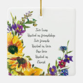 Ons eerste kerstFloral-Inspirerend citaat Keramisch Ornament (Achterkant)