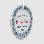 Ons eerste kersthuwelijk | Blauw glitter Ornament (voorkant)