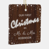 Ons eerste kersthuwelijk | Fotocollage Keramisch Ornament (Rechts)