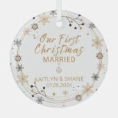 Ons eerste kersthuwelijk glas ornament (Voorkant)