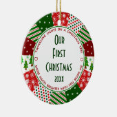 Ons eerste kersthuwelijk keramisch ornament (Rechts)