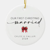 Ons eerste kersthuwelijk keramisch ornament (Voorkant)