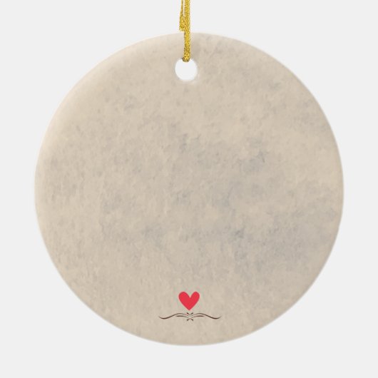 Ons eerste kersthuwelijk met een echtpaar keramisch ornament (Achterkant)