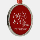 Ons eerste kersthuwelijk met Merry Red Metalen Ornament (Rechts)