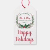 Ons eerste kersthuwelijk | Mistletoe de heer Mistl Cadeaulabel (Achterkant)