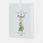 Ons eerste kersthuwelijk Mistletoe Glas Ornament (Voorkant links)