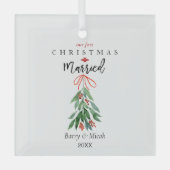 Ons eerste kersthuwelijk Mistletoe Glas Ornament (Voorkant)