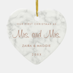 Ons eerste kerstmarmer Roos Gold Lesbian Keramisch Ornament