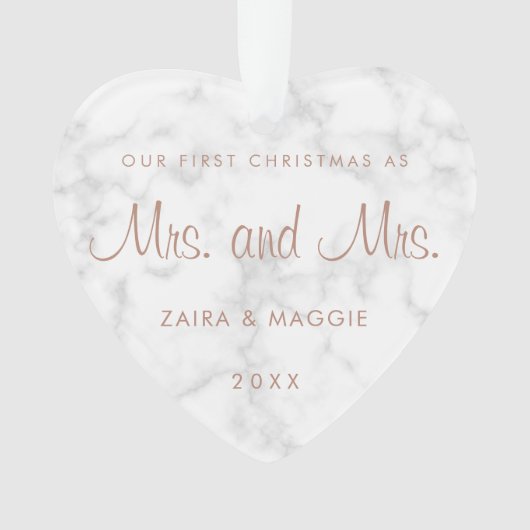 Ons eerste kerstmarmer Roos Gold Lesbian Ornament (voorkant)