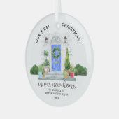 Ons eerste kerstnieuwhuis glas ornament (Voorkant links)