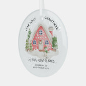 Ons eerste kerstnieuwhuis glas ornament (Voorkant links)