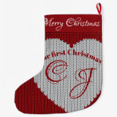 Ons eerste kerstrood woolen kont Heart Monogram Grote Kerstsok (Achterkant)