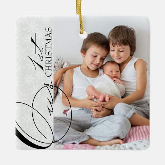 Ons eerste kerstscript - Verticale foto Snowflake Keramisch Ornament