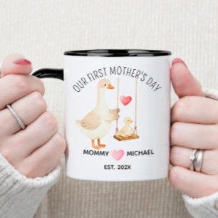 Ons eerste Moederdag cadeau, Moeder en Baby Eend Mok